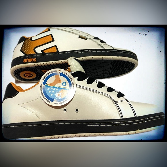NEW/UNUSED!Etnies skater sneakers, white orange and black.Men’s US size 9.5 - Picture 2 of 4